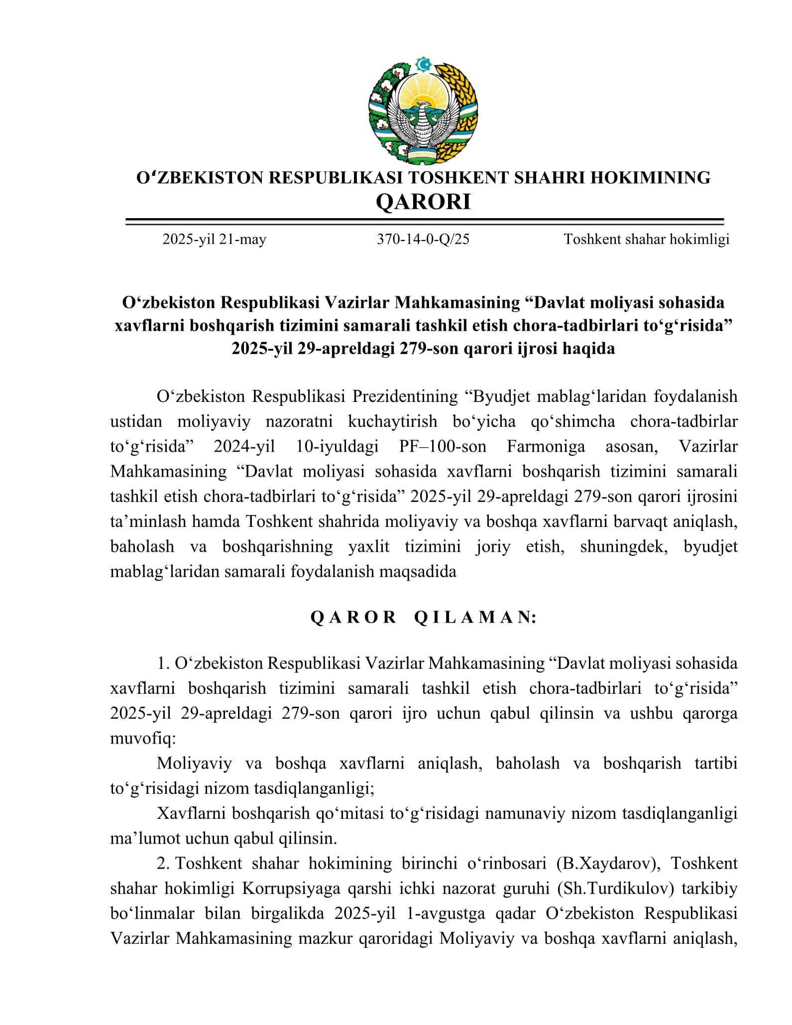 Qaror — 1