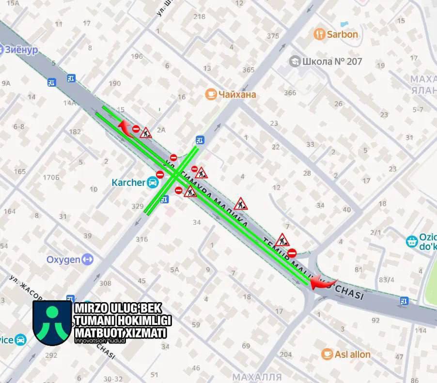 Temur Malik ko‘chasida avtoulovlar harakati qisman tiklandi